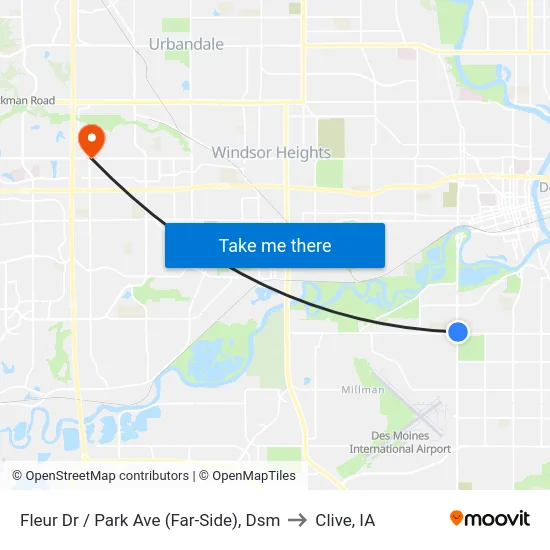 Fleur Dr / Park Ave (Far-Side), Dsm to Clive, IA map