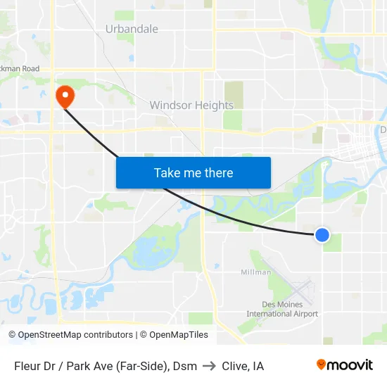 Fleur Dr / Park Ave (Far-Side), Dsm to Clive, IA map