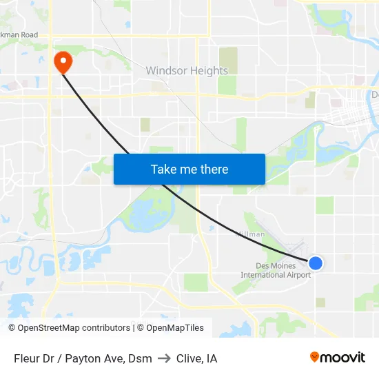 Fleur Dr / Payton Ave, Dsm to Clive, IA map