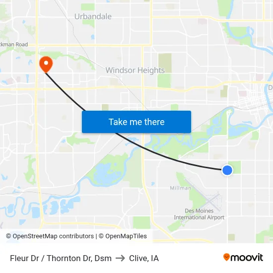 Fleur Dr / Thornton Dr, Dsm to Clive, IA map