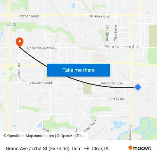 Grand Ave / 61st St (Far-Side), Dsm to Clive, IA map