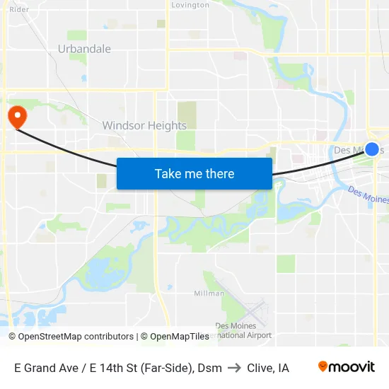 E Grand Ave / E 14th St (Far-Side), Dsm to Clive, IA map