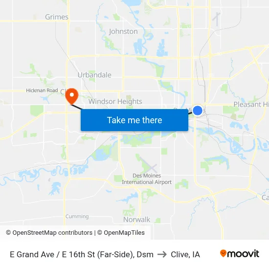 E Grand Ave / E 16th St (Far-Side), Dsm to Clive, IA map