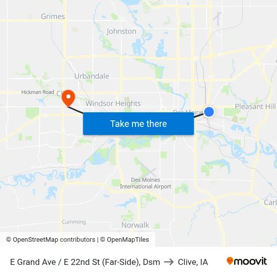 E Grand Ave / E 22nd St (Far-Side), Dsm to Clive, IA map