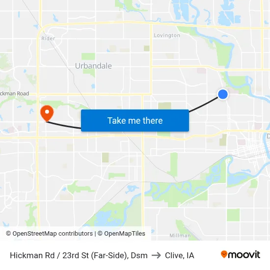 Hickman Rd / 23rd St (Far-Side), Dsm to Clive, IA map