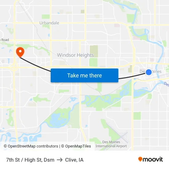 7th St / High St, Dsm to Clive, IA map