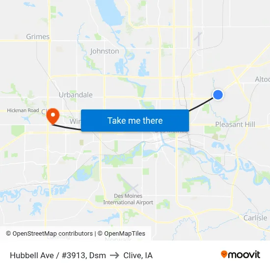 Hubbell Ave / #3913, Dsm to Clive, IA map