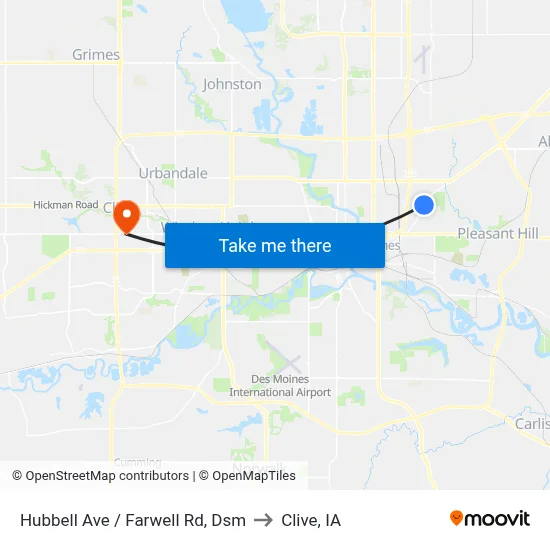 Hubbell Ave / Farwell Rd, Dsm to Clive, IA map