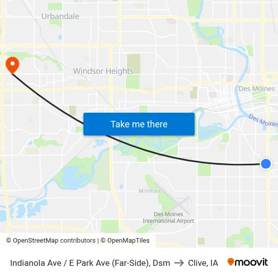 Indianola Ave / E Park Ave (Far-Side), Dsm to Clive, IA map