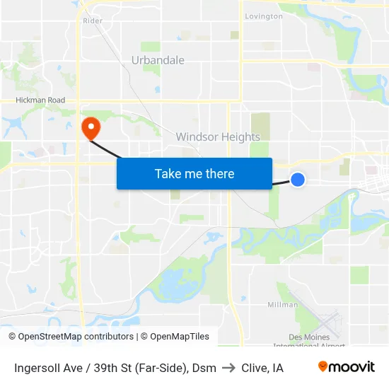 Ingersoll Ave / 39th St (Far-Side), Dsm to Clive, IA map