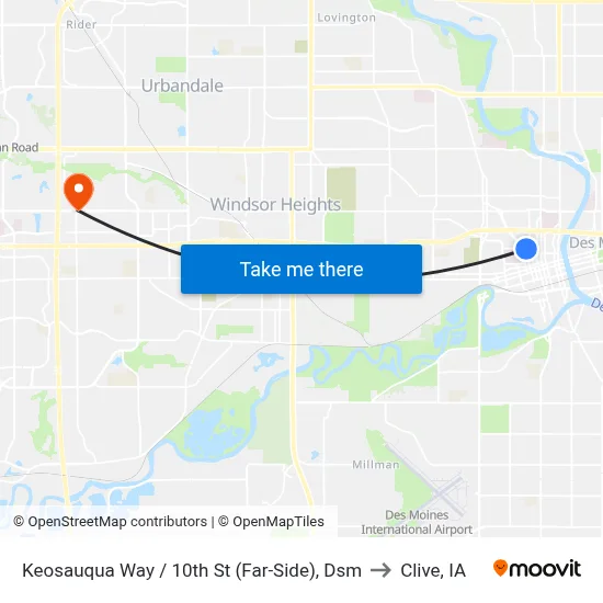 Keosauqua Way / 10th St (Far-Side), Dsm to Clive, IA map