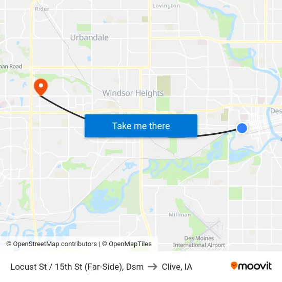 Locust St / 15th St (Far-Side), Dsm to Clive, IA map