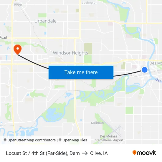 Locust St / 4th St (Far-Side), Dsm to Clive, IA map