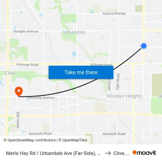Merle Hay Rd / Urbandale Ave (Far-Side), Dsm to Clive, IA map