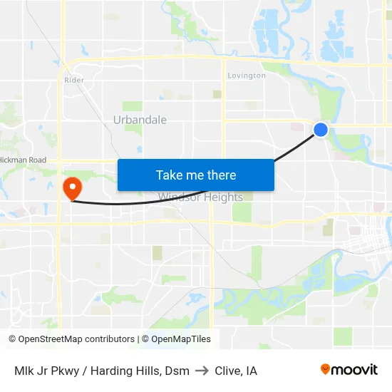 Mlk Jr Pkwy / Harding Hills, Dsm to Clive, IA map