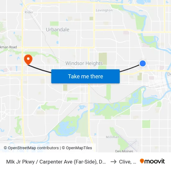 Mlk Jr Pkwy / Carpenter Ave (Far-Side), Dsm to Clive, IA map