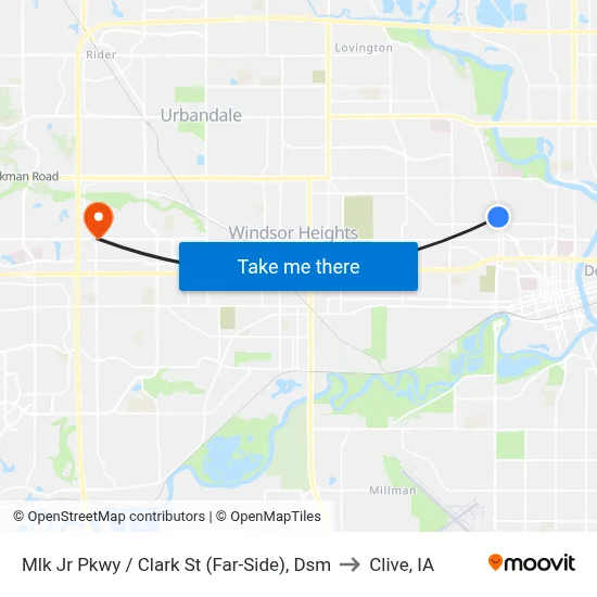 Mlk Jr Pkwy / Clark St (Far-Side), Dsm to Clive, IA map