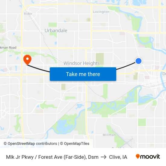 Mlk Jr Pkwy / Forest Ave (Far-Side), Dsm to Clive, IA map