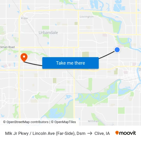 Mlk Jr Pkwy / Lincoln Ave (Far-Side), Dsm to Clive, IA map