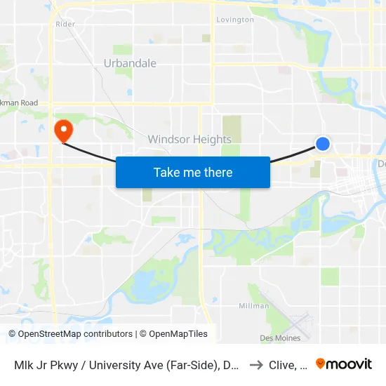 Mlk Jr Pkwy / University Ave (Far-Side), Dsm to Clive, IA map