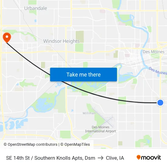SE 14th St / Southern Knolls Apts, Dsm to Clive, IA map