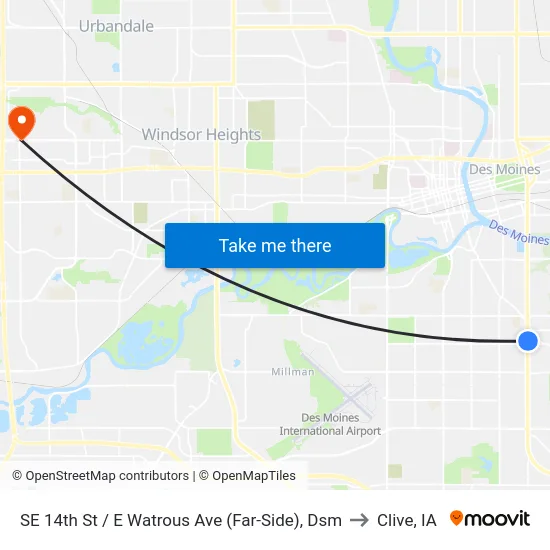 SE 14th St / E Watrous Ave (Far-Side), Dsm to Clive, IA map