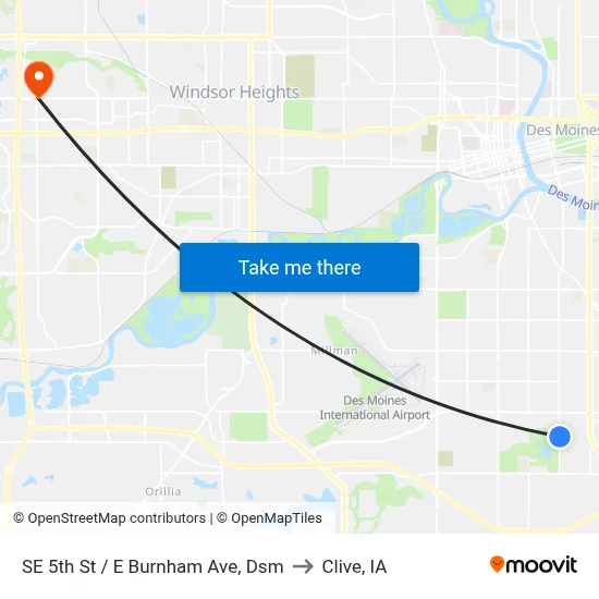 SE 5th St / E Burnham Ave, Dsm to Clive, IA map