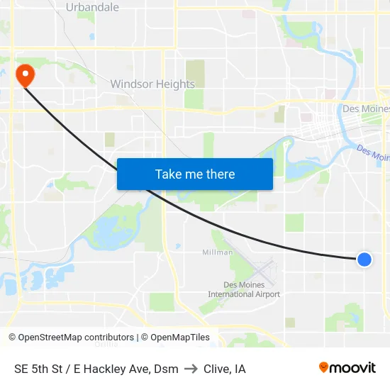 SE 5th St / E Hackley Ave, Dsm to Clive, IA map