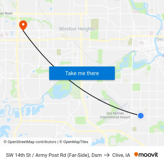 SW 14th St / Army Post Rd (Far-Side), Dsm to Clive, IA map