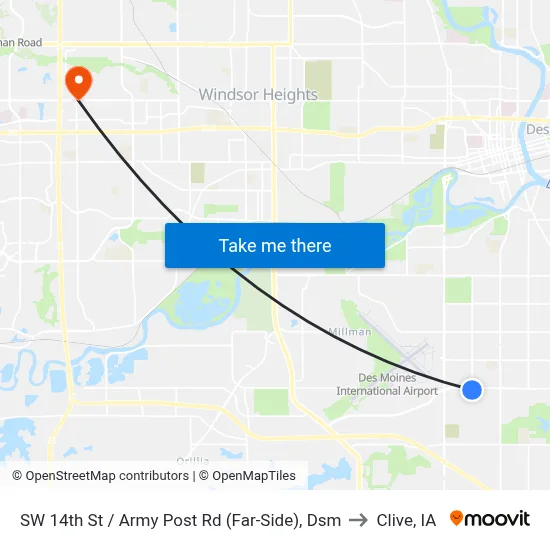SW 14th St / Army Post Rd (Far-Side), Dsm to Clive, IA map