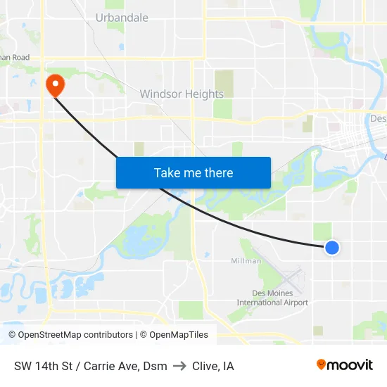 SW 14th St / Carrie Ave, Dsm to Clive, IA map