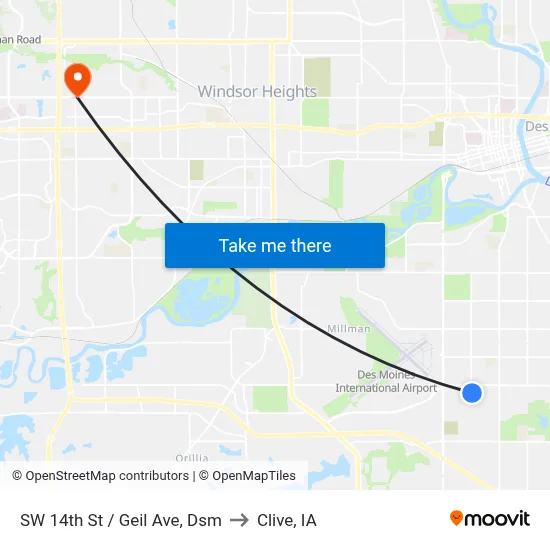 SW 14th St / Geil Ave, Dsm to Clive, IA map