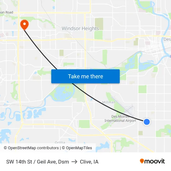 SW 14th St / Geil Ave, Dsm to Clive, IA map