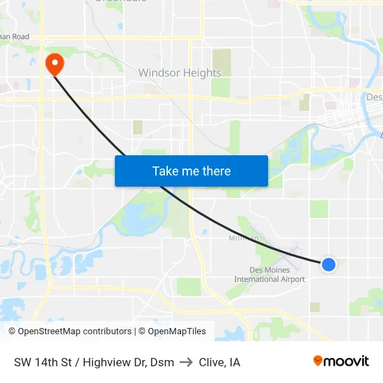 SW 14th St / Highview Dr, Dsm to Clive, IA map