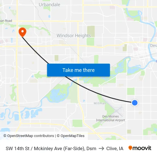 SW 14th St / Mckinley Ave (Far-Side), Dsm to Clive, IA map