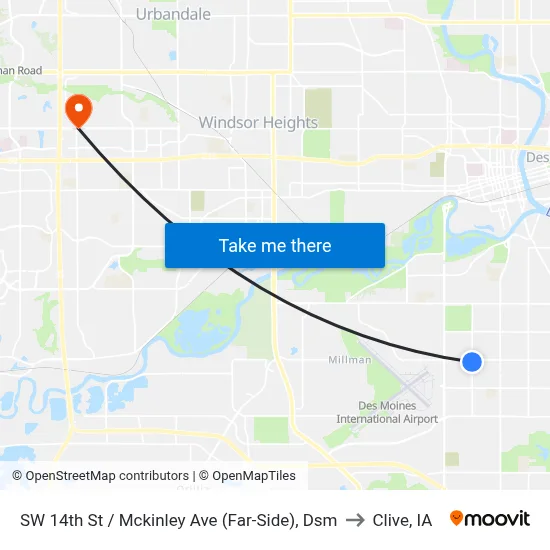 SW 14th St / Mckinley Ave (Far-Side), Dsm to Clive, IA map