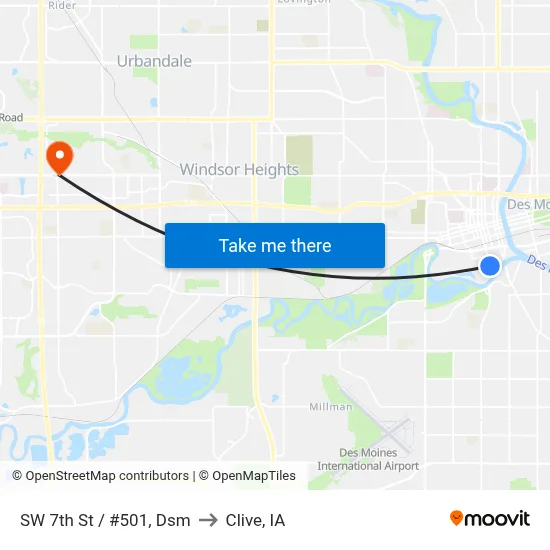 SW 7th St / #501, Dsm to Clive, IA map