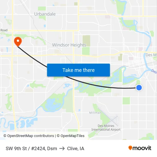 SW 9th St / #2424, Dsm to Clive, IA map