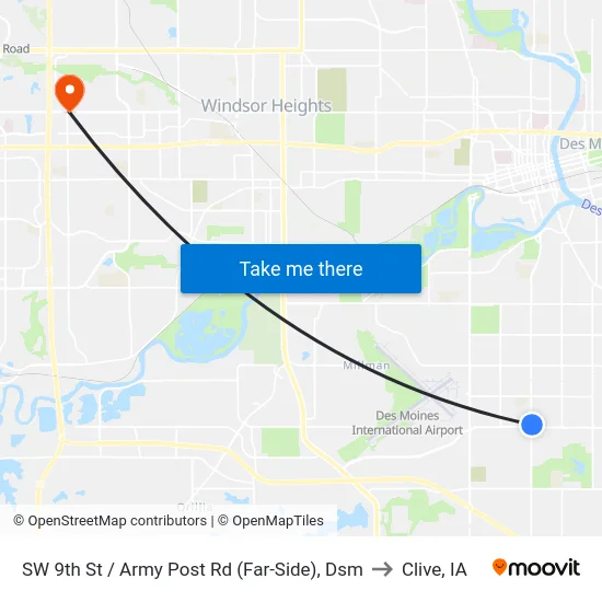 SW 9th St / Army Post Rd (Far-Side), Dsm to Clive, IA map