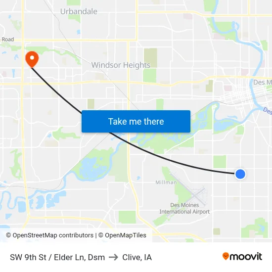 SW 9th St / Elder Ln, Dsm to Clive, IA map