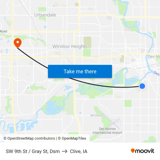 SW 9th St / Gray St, Dsm to Clive, IA map
