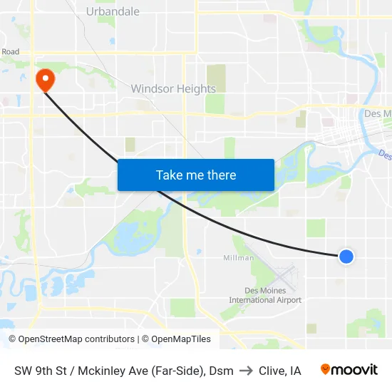 SW 9th St / Mckinley Ave (Far-Side), Dsm to Clive, IA map
