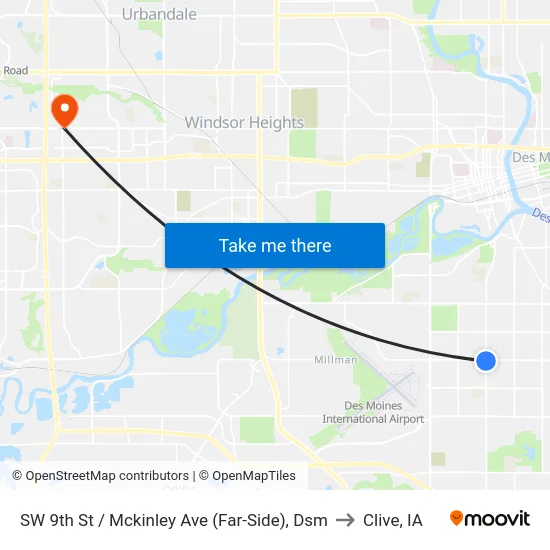 SW 9th St / Mckinley Ave (Far-Side), Dsm to Clive, IA map