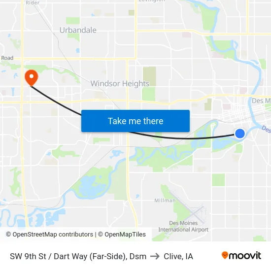 SW 9th St / Dart Way (Far-Side), Dsm to Clive, IA map