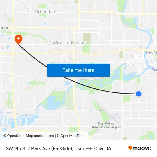 SW 9th St / Park Ave (Far-Side), Dsm to Clive, IA map