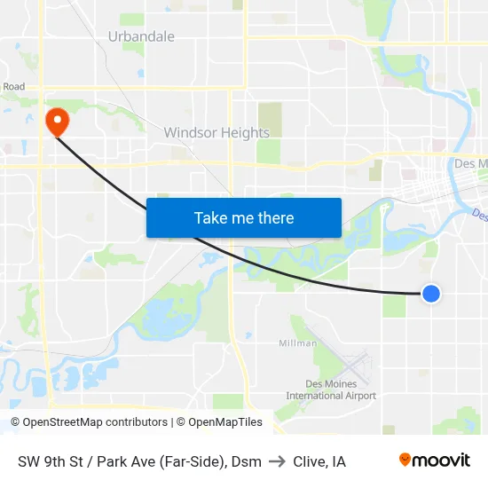 SW 9th St / Park Ave (Far-Side), Dsm to Clive, IA map