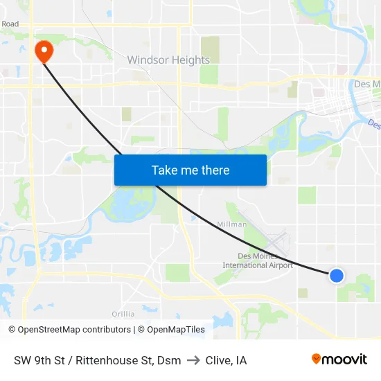 SW 9th St / Rittenhouse St, Dsm to Clive, IA map