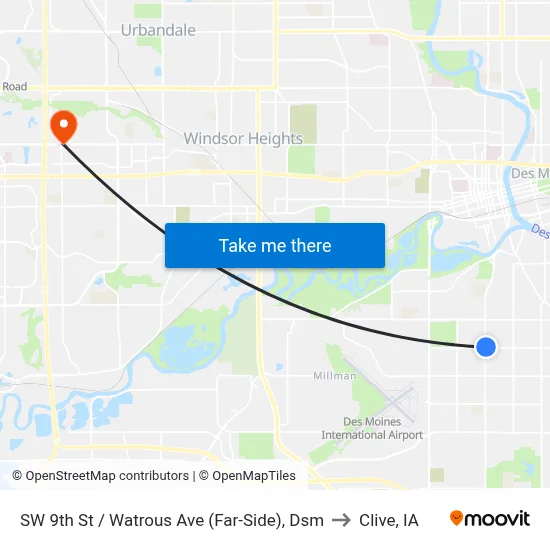 SW 9th St / Watrous Ave (Far-Side), Dsm to Clive, IA map