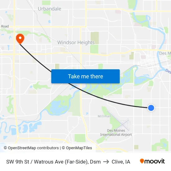 SW 9th St / Watrous Ave (Far-Side), Dsm to Clive, IA map