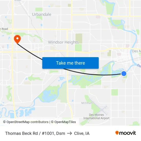 Thomas Beck Rd / #1001, Dsm to Clive, IA map